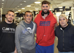 Eddie, Bryan, Justin Pugh and Jimmy in NYG Weight Room